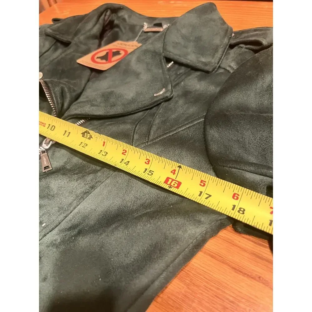Jou Jou Girls Faux Leather Jacket Green Full Zip Size Medium NWT